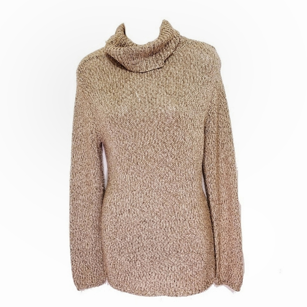 Chico's gold metallic cowel neck sweater